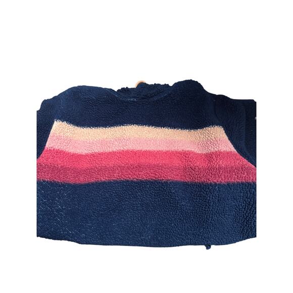 Chubbies Pullover Fleece Hoodie High Pile Fuzzy Striped Blue Pink Size Large - Picture 6 of 6